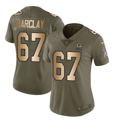 Women's Nike Green Bay Packers #67 Don Barclay Limited Olive/Gold 2017 Salute to Service NFL Jersey