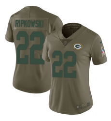 Women's Nike Green Bay Packers #22 Aaron Ripkowski Limited Olive 2017 Salute to Service NFL Jersey
