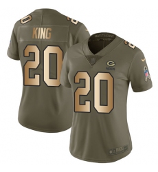 Women's Nike Green Bay Packers #20 Kevin King Limited Olive/Gold 2017 Salute to Service NFL Jersey