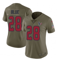 Women's Nike Houston Texans #28 Alfred Blue Limited Olive 2017 Salute to Service NFL Jersey
