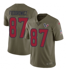 Youth Nike Houston Texans #87 C.J. Fiedorowicz Limited Olive 2017 Salute to Service NFL Jersey