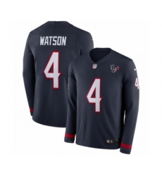 Youth Nike Houston Texans #4 Deshaun Watson Limited Navy Blue Therma Long Sleeve NFL Jersey