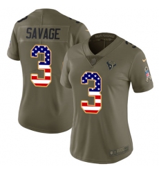 Women's Nike Houston Texans #3 Tom Savage Limited Olive/USA Flag 2017 Salute to Service NFL Jersey