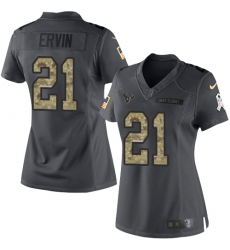 Women's Nike Houston Texans #21 Tyler Ervin Limited Black 2016 Salute to Service NFL Jersey