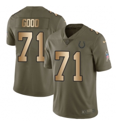 Men's Nike Indianapolis Colts #71 Denzelle Good Limited Olive/Gold 2017 Salute to Service NFL Jersey