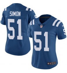 Women's Nike Indianapolis Colts #51 John Simon Royal Blue Team Color Vapor Untouchable Limited Player NFL Jersey