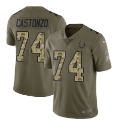 Youth Nike Indianapolis Colts #74 Anthony Castonzo Limited Olive/Camo 2017 Salute to Service NFL Jersey