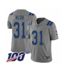 Youth Indianapolis Colts #31 Quincy Wilson Limited Gray Inverted Legend 100th Season Football Jersey