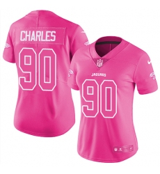 Women's Nike Jacksonville Jaguars #90 Stefan Charles Limited Pink Rush Fashion NFL Jersey