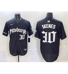 Men's Pittsburgh Pirates #30 Paul Skenes Black 'Gothic Steel City Edition' Vapor Limited Stitched Baseball Jersey