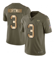 Youth Nike Jacksonville Jaguars #3 Brad Nortman Limited Olive/Gold 2017 Salute to Service NFL Jersey