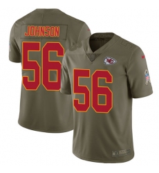 Men's Nike Kansas City Chiefs #56 Derrick Johnson Limited Olive 2017 Salute to Service NFL Jersey