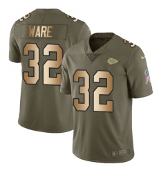 Youth Nike Kansas City Chiefs #32 Spencer Ware Limited Olive/Gold 2017 Salute to Service NFL Jersey