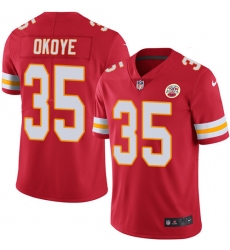 Men's Nike Kansas City Chiefs #35 Christian Okoye Red Team Color Vapor Untouchable Limited Player NFL Jersey
