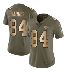 Women's Nike Kansas City Chiefs #84 Demetrius Harris Limited Olive/Gold 2017 Salute to Service NFL Jersey